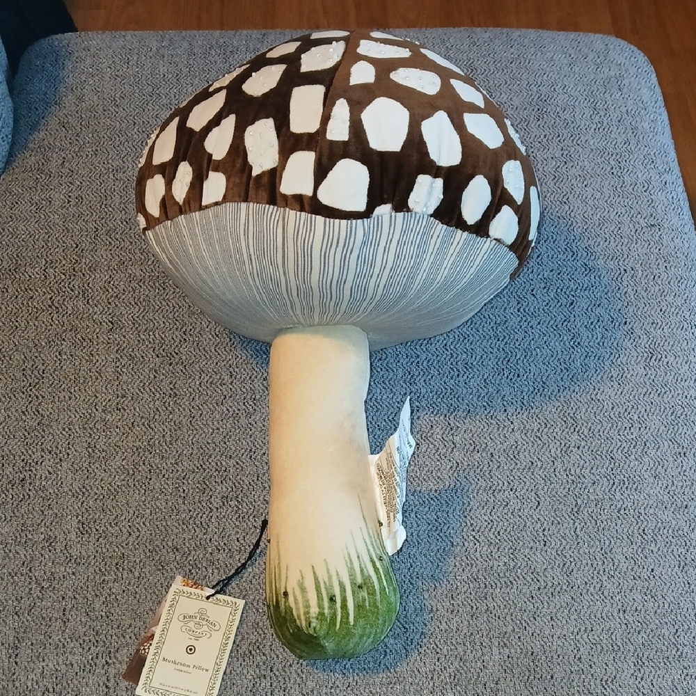 NWT JOHN DERIAN Mushroom Shaped Plush Pillow
